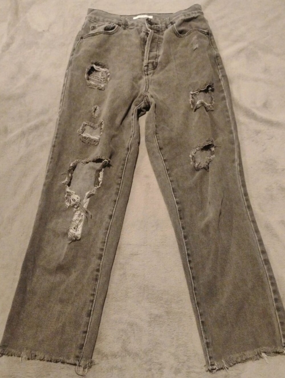 PacSun High Rise Straight Gray Ripped Jeans - 27